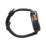 Right side view Bushnell Golf iON Edge GPS watch in black on transparent background. 